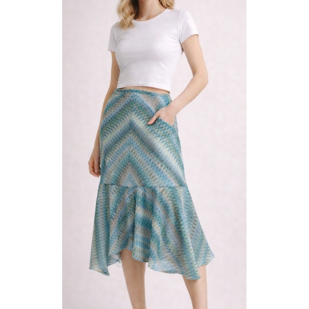 Y2K Asymmetric Mesh Ruffle Midi Skirt Small Boho Fairy Whimsical Hippie Festival